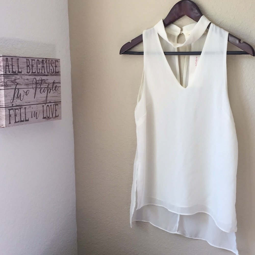 NWT American Threads White Choker Flowy Tank 2010s Business Casual Style